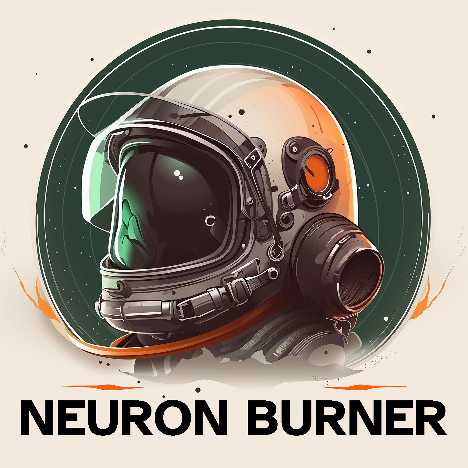 Neuron Burner AB logotype - an astronauts thinking hat.